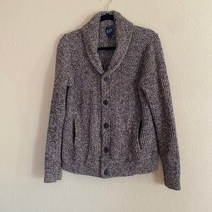Men’s 100% cotton cardigan medium brown button front with shawl collar